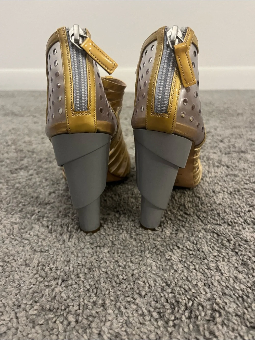 Chanel Gold Cage Heels